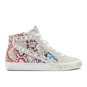 Steve Madden Tracey High Top Sneaker Rainbow Snake Pyramid Studded Suede 8.5